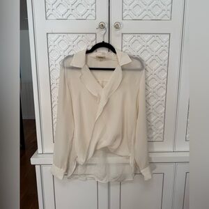 L'AGENCE Cream Ruffle Blouse